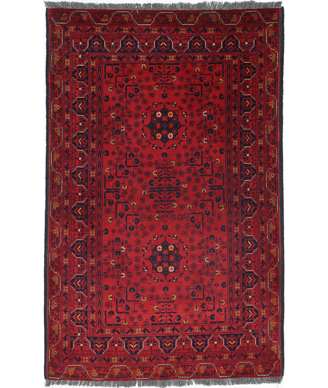 Afghan 3'3'' X 5'3'' Hand-Knotted Wool Rug 3'3'' x 5'3'' (98 X 158) / Red / N/A