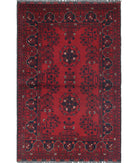 Afghan 3'3'' X 5'0'' Hand-Knotted Wool Rug 3'3'' x 5'0'' (98 X 150) / Red / N/A