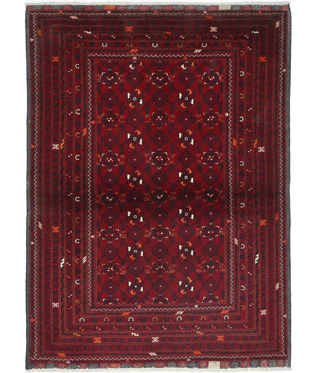 Afghan 4'0'' X 5'7'' Hand-Knotted Wool Rug 4'0'' x 5'7'' (120 X 168) / Red / N/A