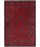 Afghan 3'3'' X 4'10'' Hand-Knotted Wool Rug 3'3'' x 4'10'' (98 X 145) / Red / N/A