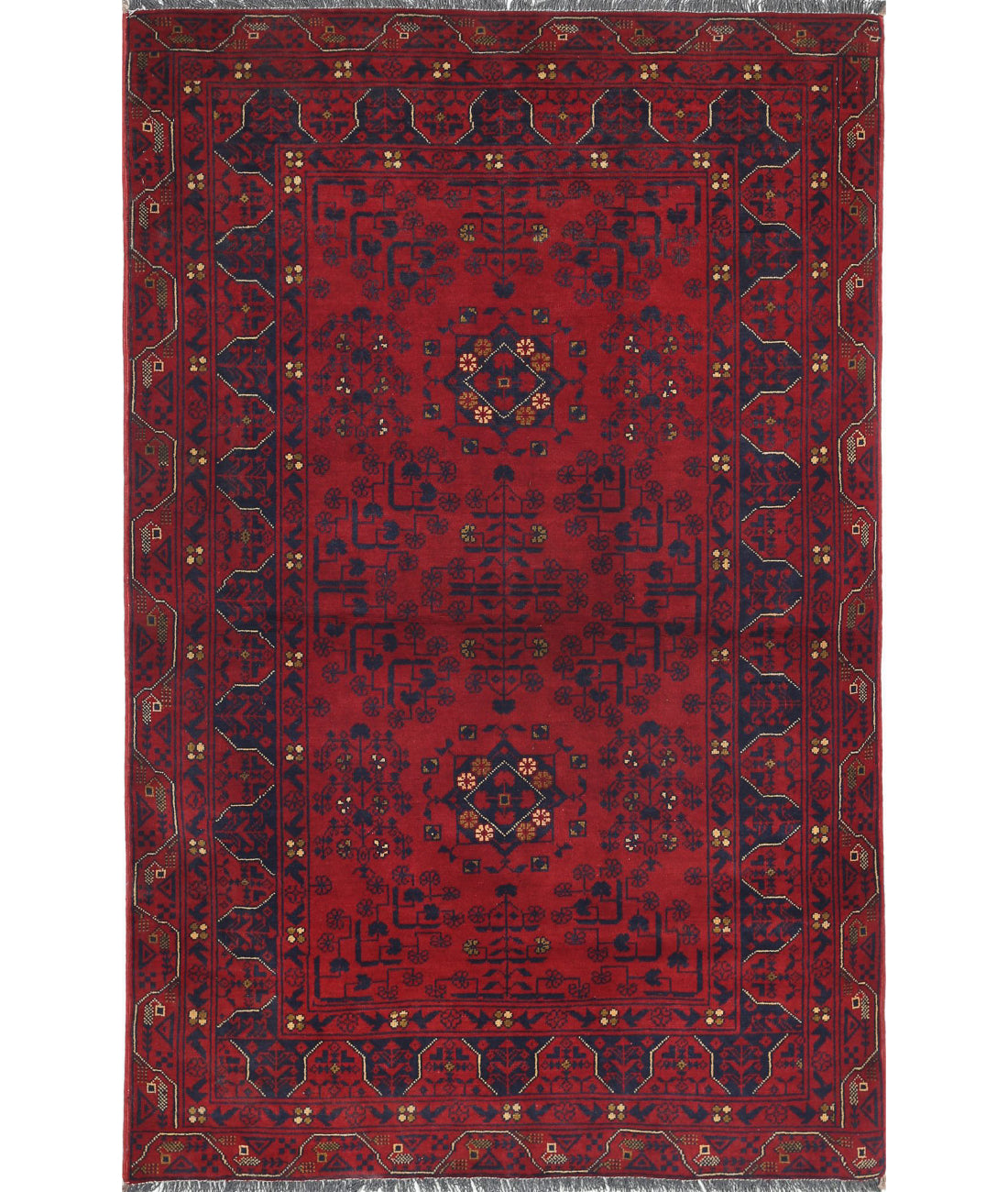 Afghan 3'3'' X 5'0'' Hand-Knotted Wool Rug 3'3'' x 5'0'' (98 X 150) / Red / N/A