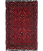 Afghan 3'2'' X 5'0'' Hand-Knotted Wool Rug 3'2'' x 5'0'' (95 X 150) / Red / N/A