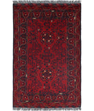 Afghan 3'0'' X 4'10'' Hand-Knotted Wool Rug 3'0'' x 4'10'' (90 X 145) / Red / N/A