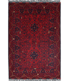 Afghan 3'0'' X 4'10'' Hand-Knotted Wool Rug 3'0'' x 4'10'' (90 X 145) / Red / N/A