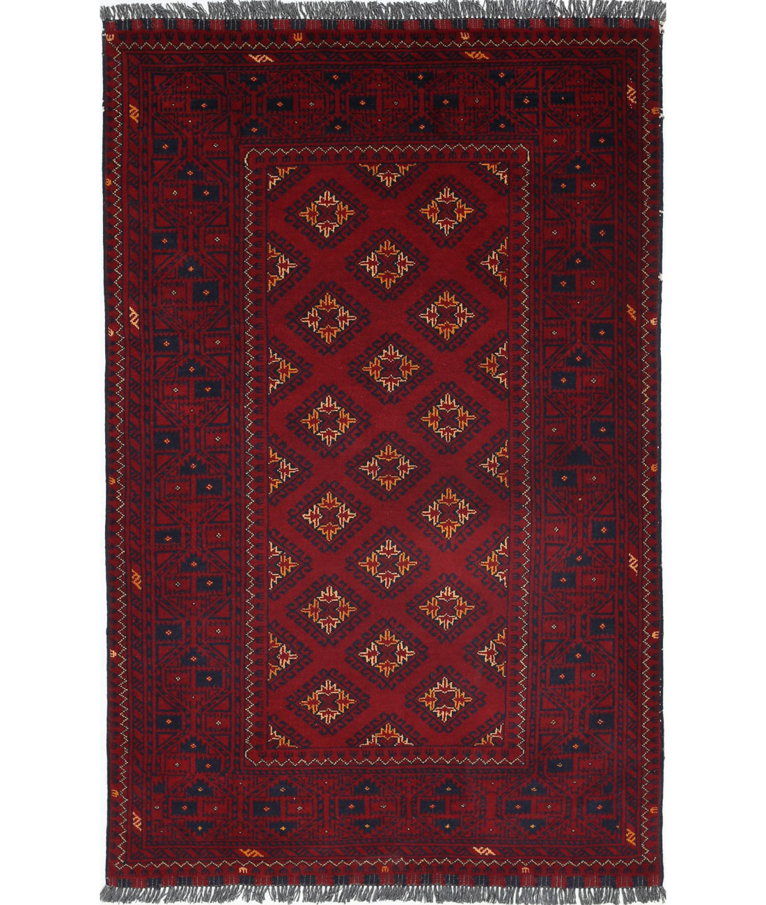 Afghan 3'2'' X 5'0'' Hand-Knotted Wool Rug 3'2'' x 5'0'' (95 X 150) / Red / N/A