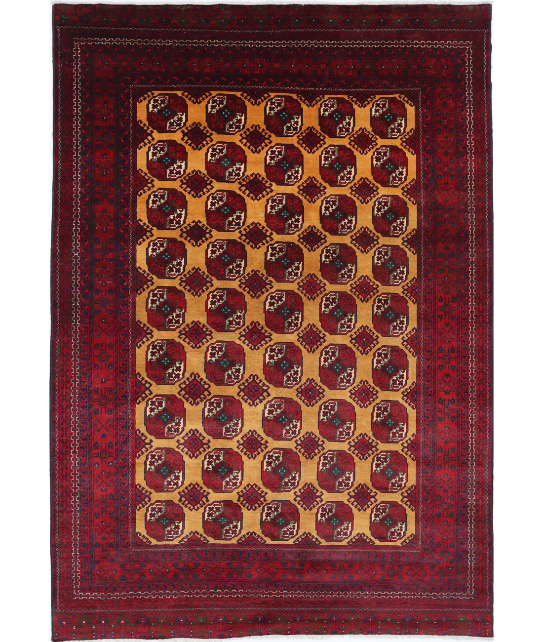 Afghan 6'6'' X 9'8'' Hand-Knotted Wool Rug 6'6'' x 9'8'' (195 X 290) / Red / N/A