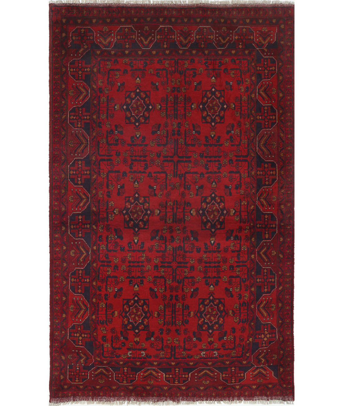 Afghan 4'1'' X 6'9'' Hand-Knotted Wool Rug 4'1'' x 6'9'' (123 X 203) / Red / N/A