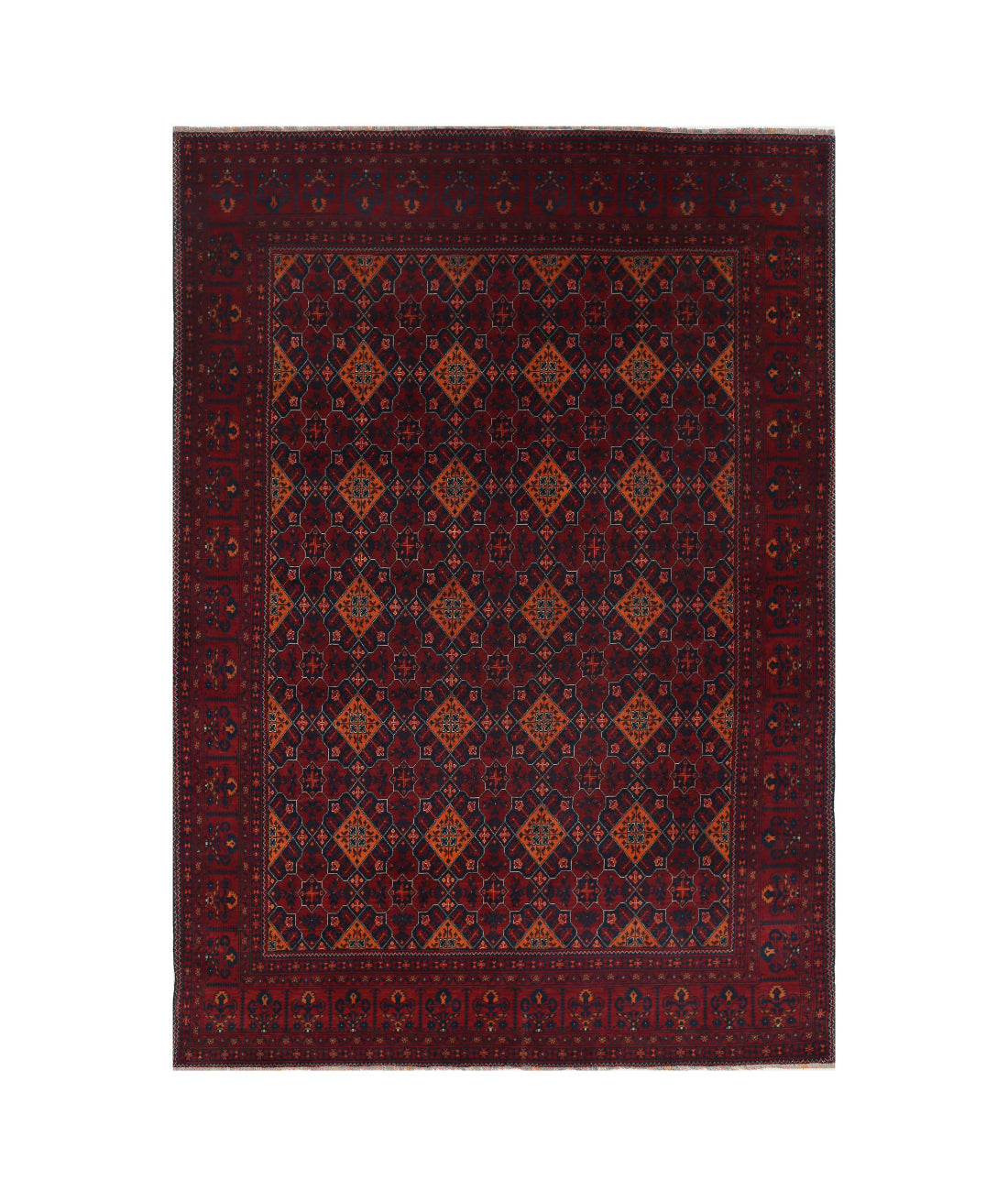 Afghan 6'6'' X 9'7'' Hand-Knotted Wool Rug 6'6'' x 9'7'' (195 X 288) / Red / N/A