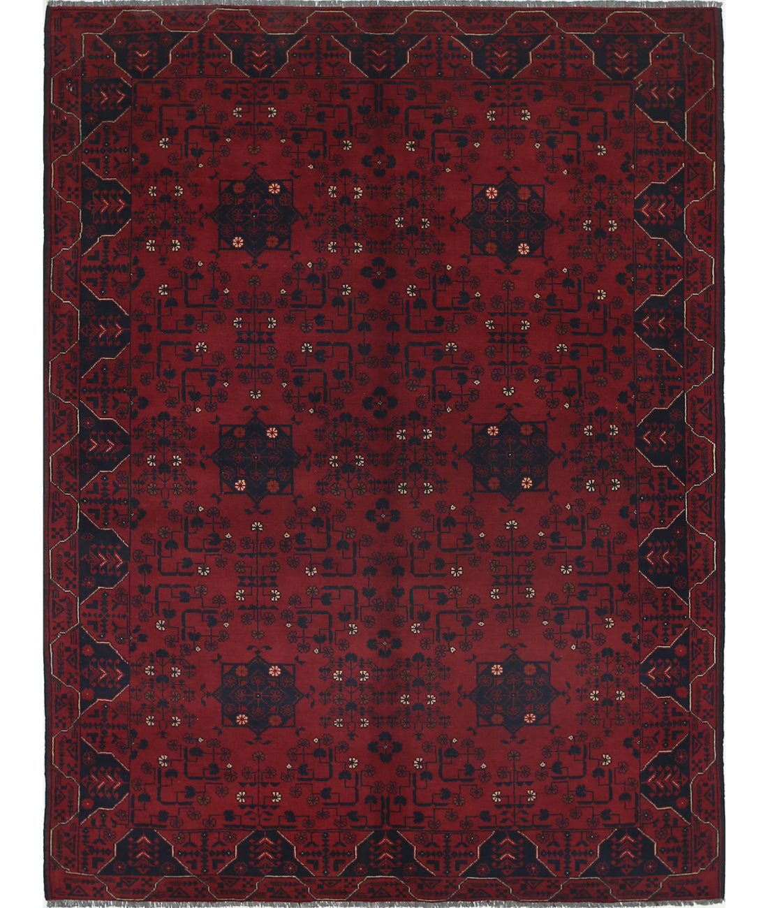 Afghan 4'9'' X 6'5'' Hand-Knotted Wool Rug 4'9'' x 6'5'' (143 X 193) / Red / N/A