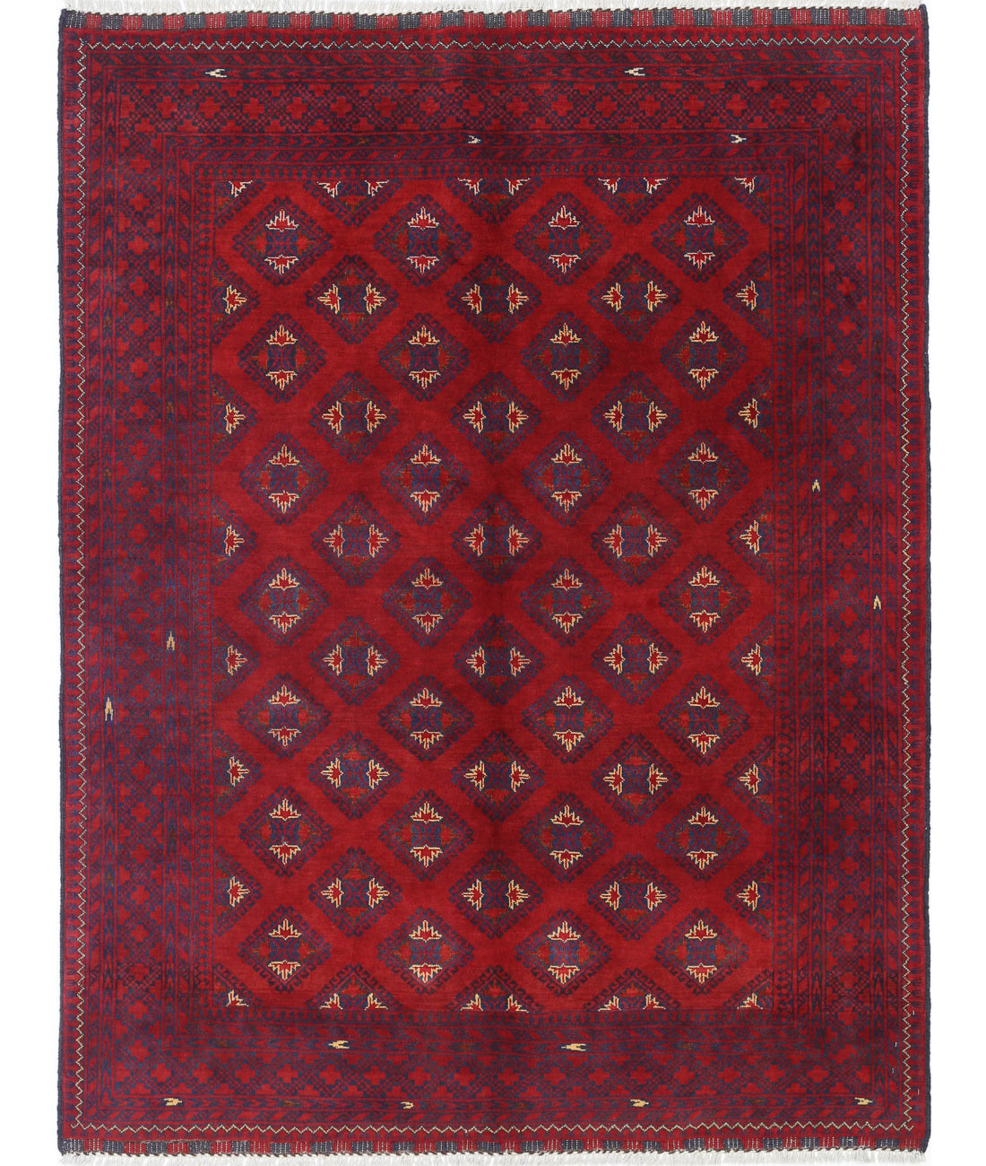 Afghan 4'10'' X 6'5'' Hand-Knotted Wool Rug 4'10'' x 6'5'' (145 X 193) / Red / N/A