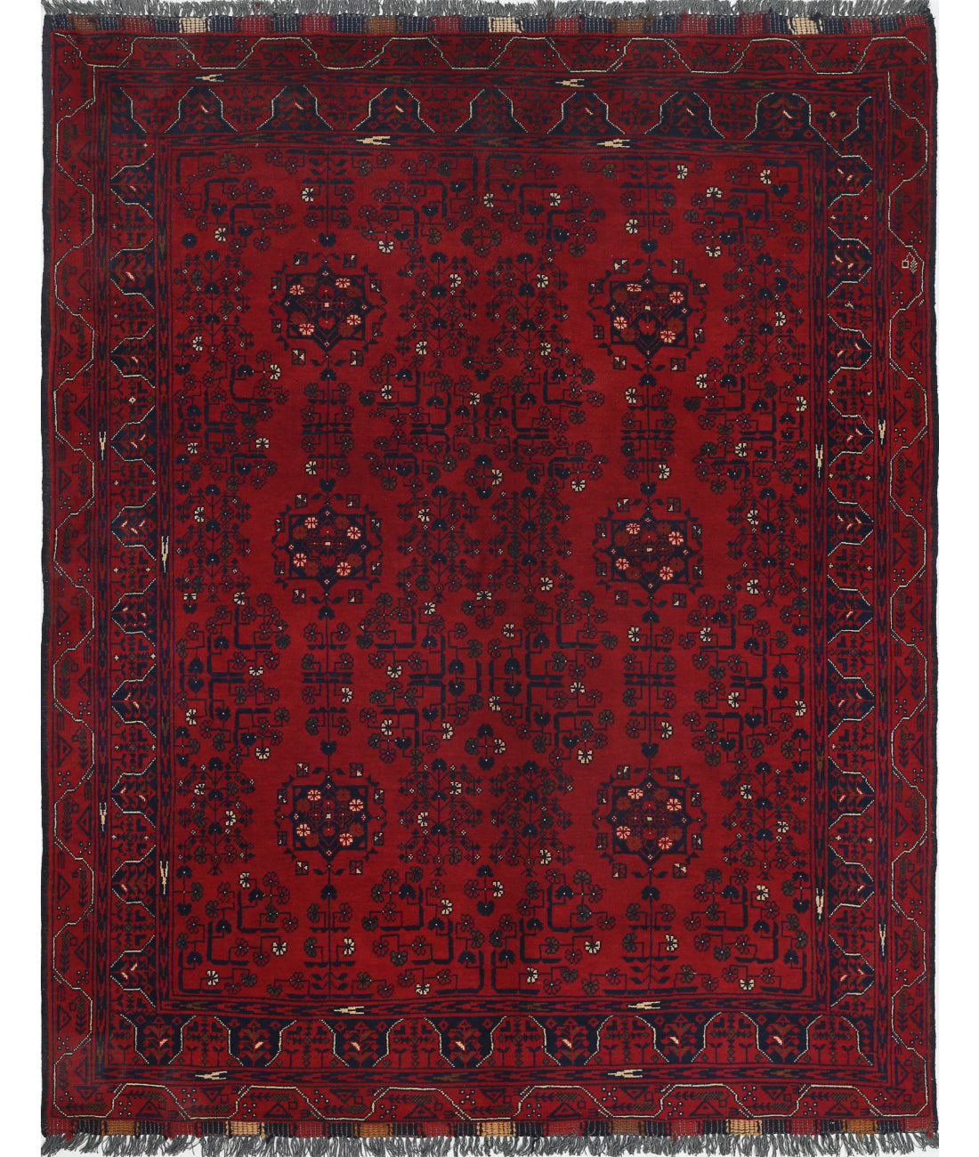 Afghan 4'9'' X 6'0'' Hand-Knotted Wool Rug 4'9'' x 6'0'' (143 X 180) / Red / N/A