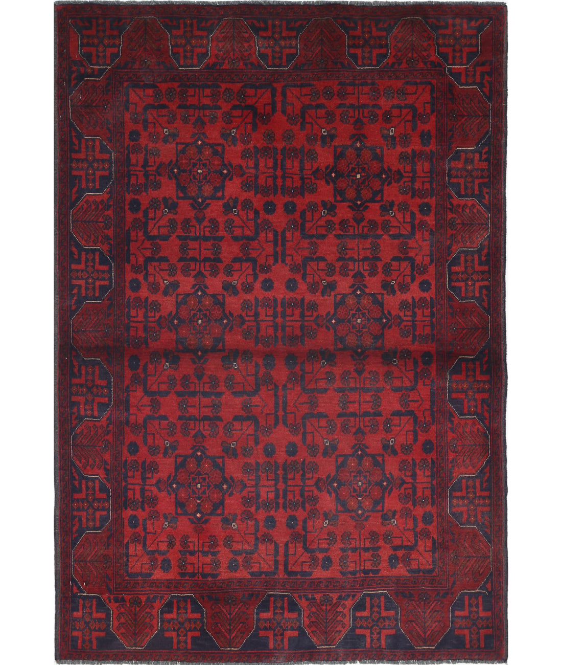 Afghan 3'3'' X 4'9'' Hand-Knotted Wool Rug 3'3'' x 4'9'' (98 X 143) / Red / N/A