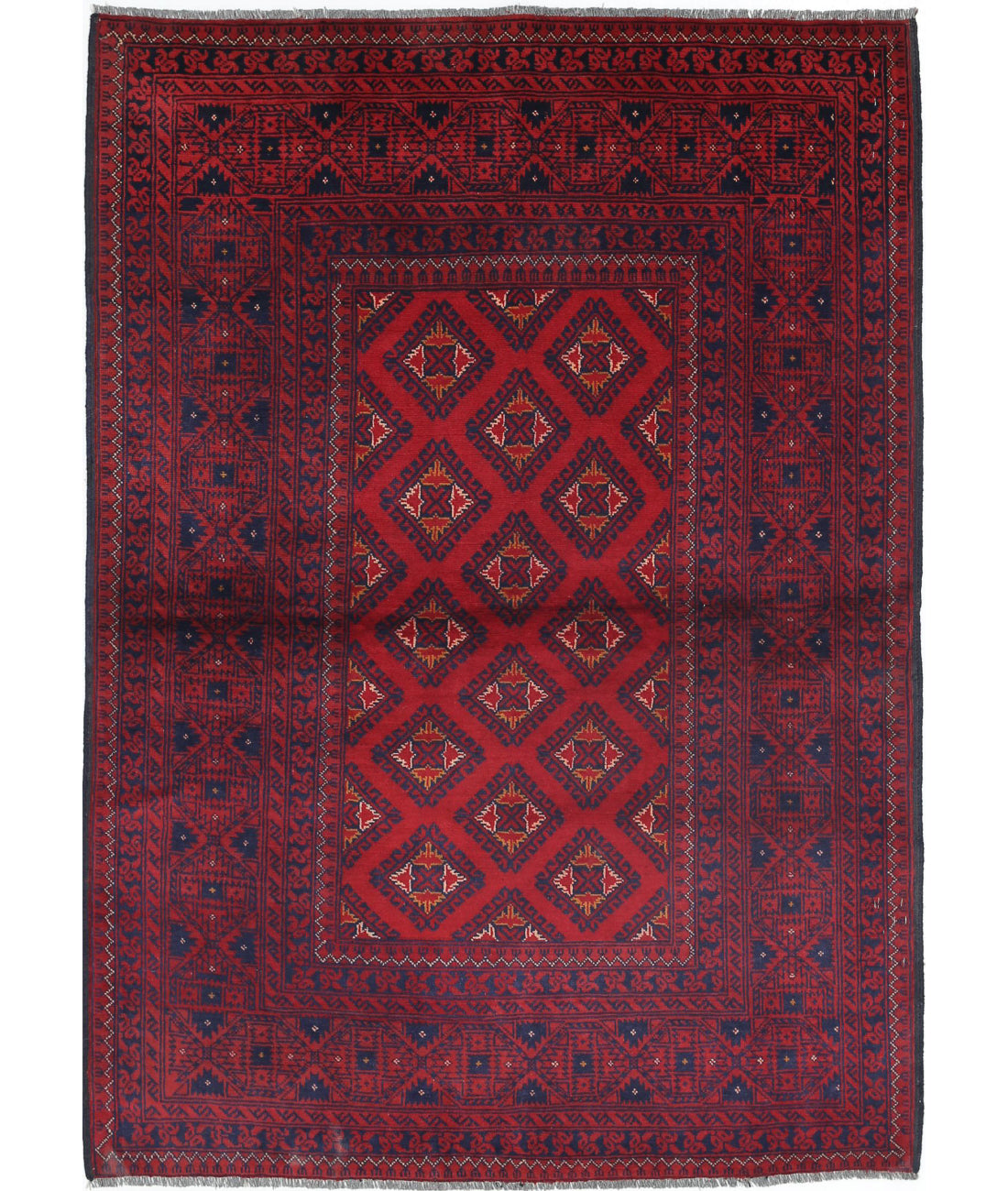 Afghan 3'4'' X 4'10'' Hand-Knotted Wool Rug 3'4'' x 4'10'' (100 X 145) / Red / N/A