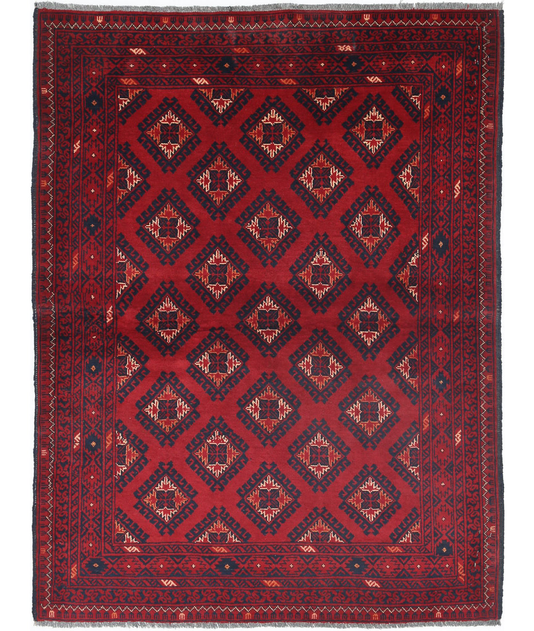 Afghan 3'4'' X 4'7'' Hand-Knotted Wool Rug 3'4'' x 4'7'' (100 X 138) / Red / N/A