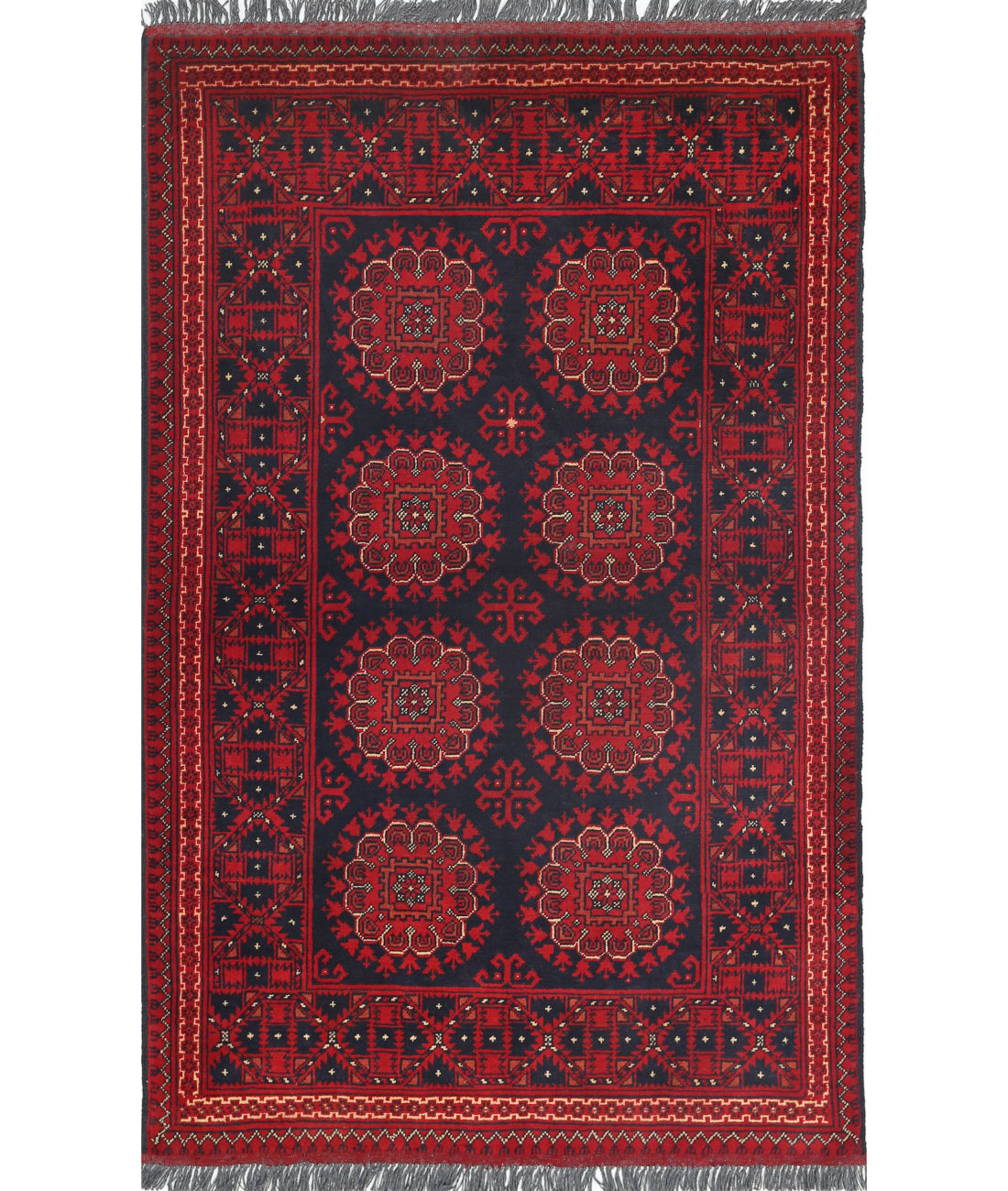 Afghan 3'3'' X 5'1'' Hand-Knotted Wool Rug 3'3'' x 5'1'' (98 X 153) / Red / N/A