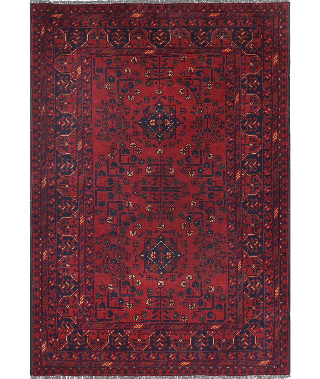 Afghan 3'4'' X 4'10'' Hand-Knotted Wool Rug 3'4'' x 4'10'' (100 X 145) / Red / N/A