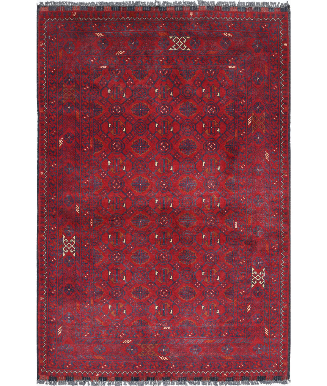 Afghan 3'3'' X 4'9'' Hand-Knotted Wool Rug 3'3'' x 4'9'' (98 X 143) / Red / N/A