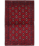 Afghan 3'8'' X 5'6'' Hand-Knotted Wool Rug 3'8'' x 5'6'' (110 X 165) / Red / N/A