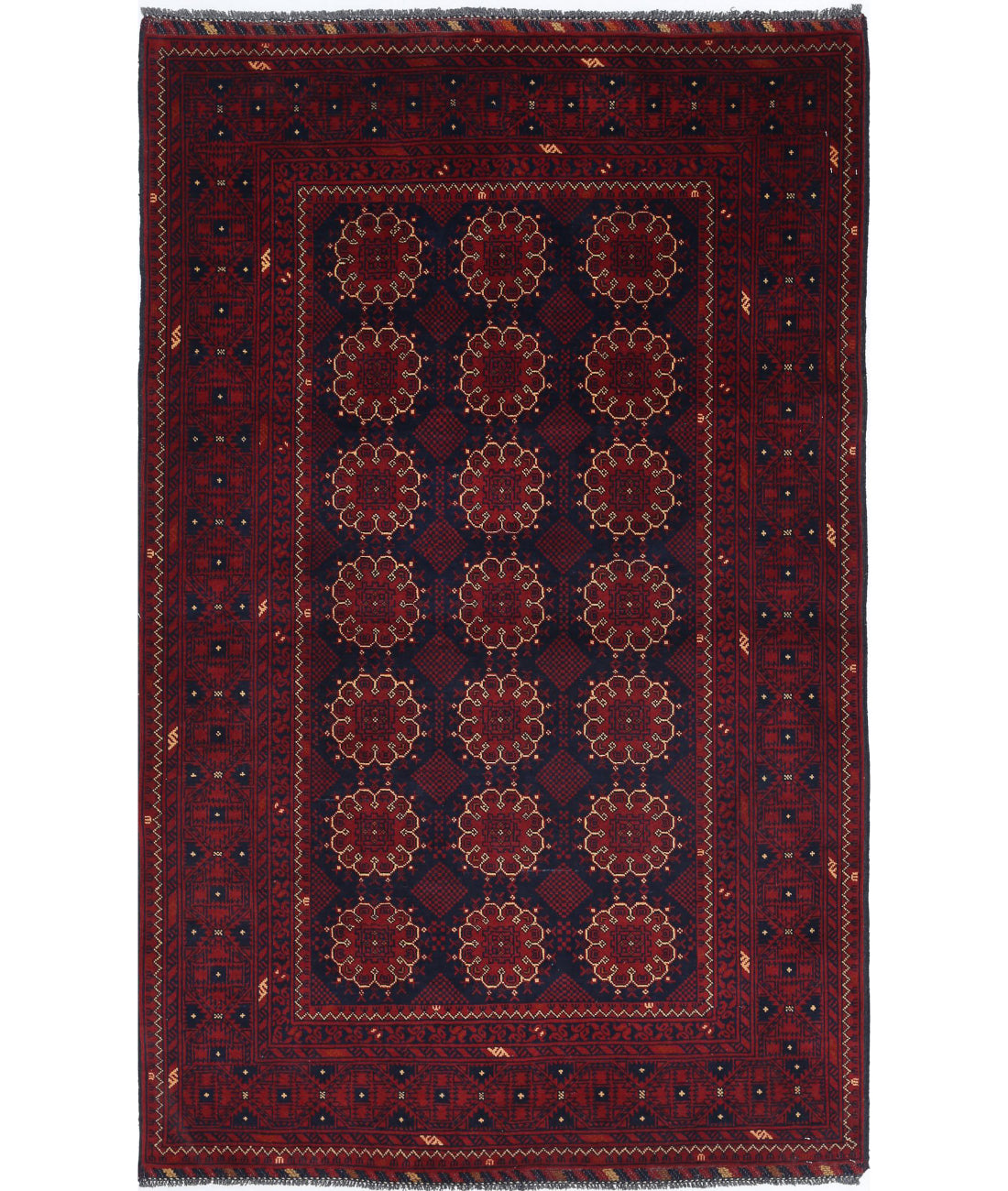 Afghan 3'8'' X 5'11'' Hand-Knotted Wool Rug 3'8'' x 5'11'' (110 X 178) / Red / N/A