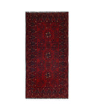 Afghan 3'2'' X 6'6'' Hand-Knotted Wool Rug 3'2'' x 6'6'' (95 X 195) / Red / N/A