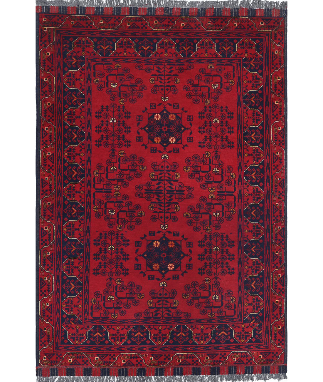 Afghan 3'5'' X 4'9'' Hand-Knotted Wool Rug 3'5'' x 4'9'' (103 X 143) / Red / N/A