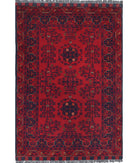 Afghan 3'5'' X 4'9'' Hand-Knotted Wool Rug 3'5'' x 4'9'' (103 X 143) / Red / N/A