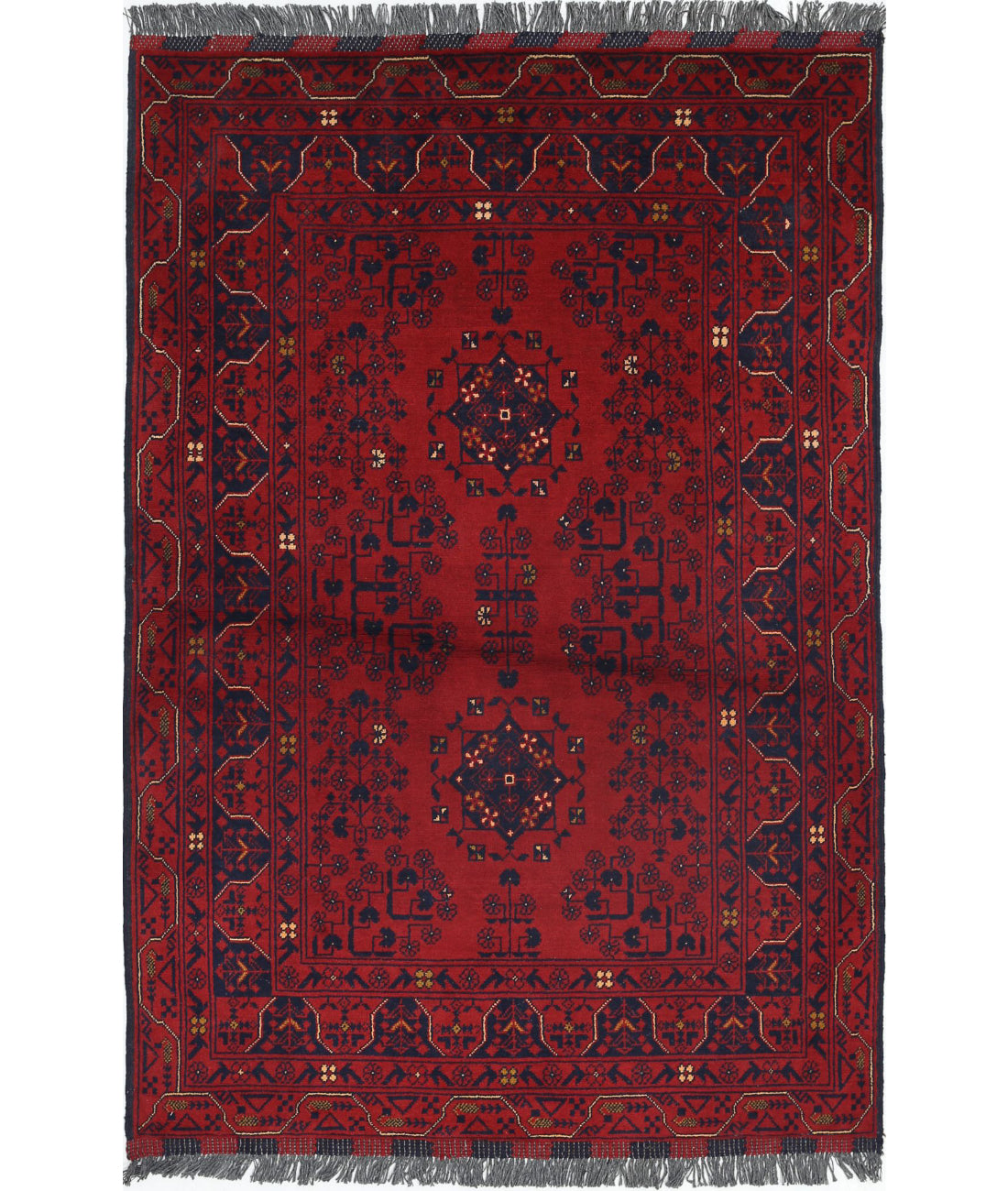 Afghan 3'4'' X 4'11'' Hand-Knotted Wool Rug 3'4'' x 4'11'' (100 X 148) / Red / N/A