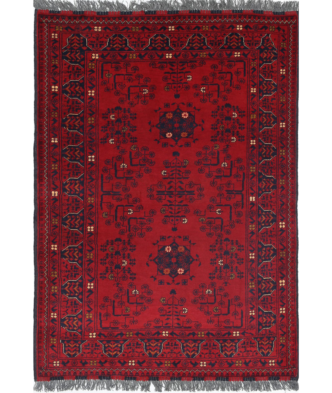 Afghan 3'4'' X 4'7'' Hand-Knotted Wool Rug 3'4'' x 4'7'' (100 X 138) / Red / N/A