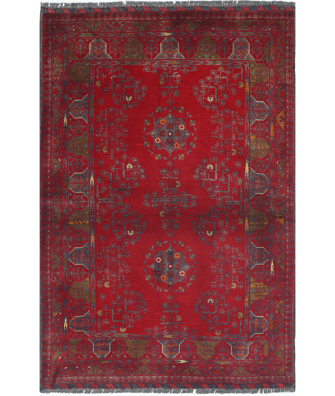 Afghan 3'4'' X 4'11'' Hand-Knotted Wool Rug 3'4'' x 4'11'' (100 X 148) / Red / N/A