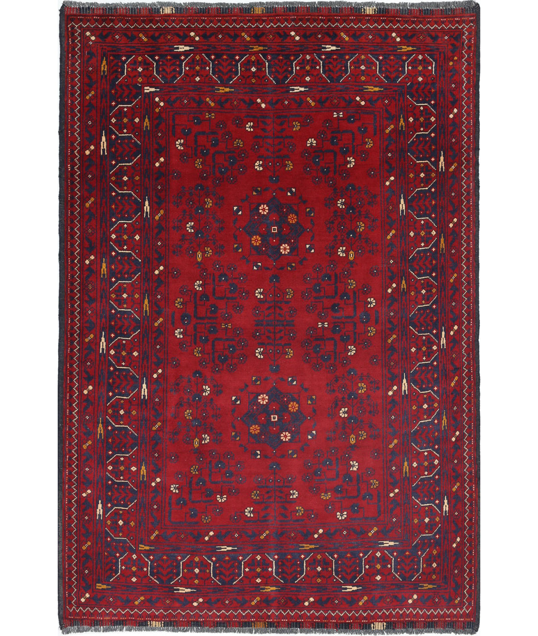 Afghan 3'4'' X 4'10'' Hand-Knotted Wool Rug 3'4'' x 4'10'' (100 X 145) / Red / N/A