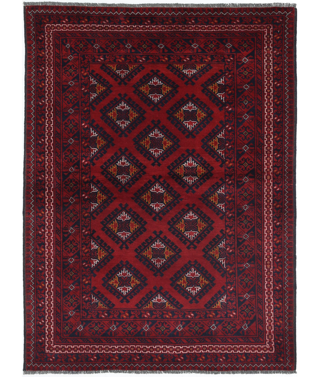 Afghan 3'5'' X 4'7'' Hand-Knotted Wool Rug 3'5'' x 4'7'' (103 X 138) / Red / N/A