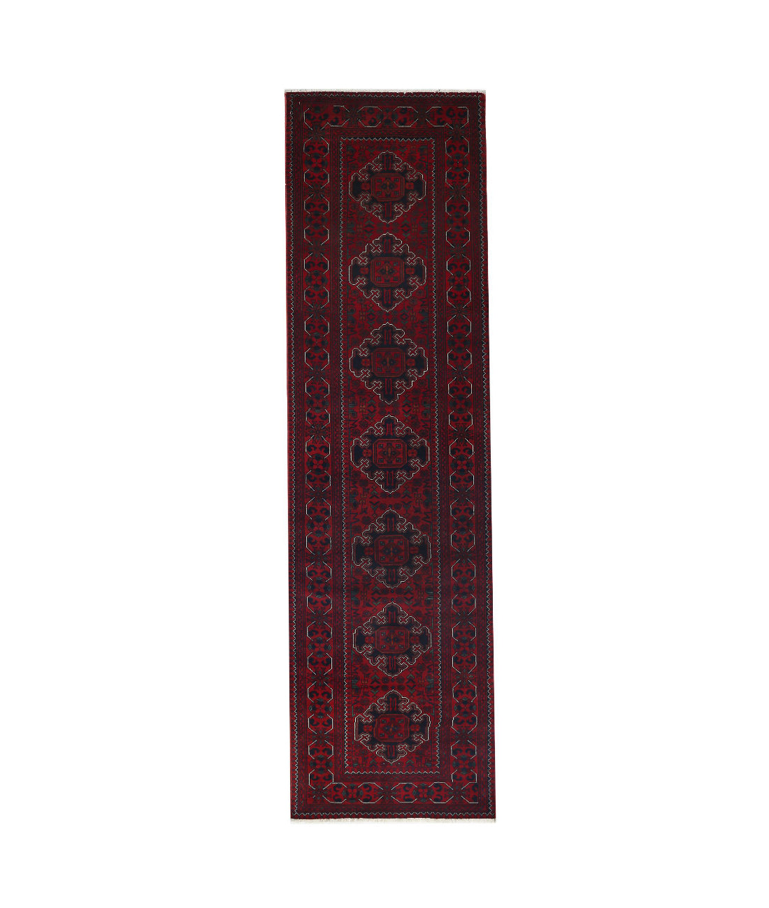 Afghan 2'6'' X 9'10'' Hand-Knotted Wool Rug 2'6'' x 9'10'' (75 X 295) / Red / N/A