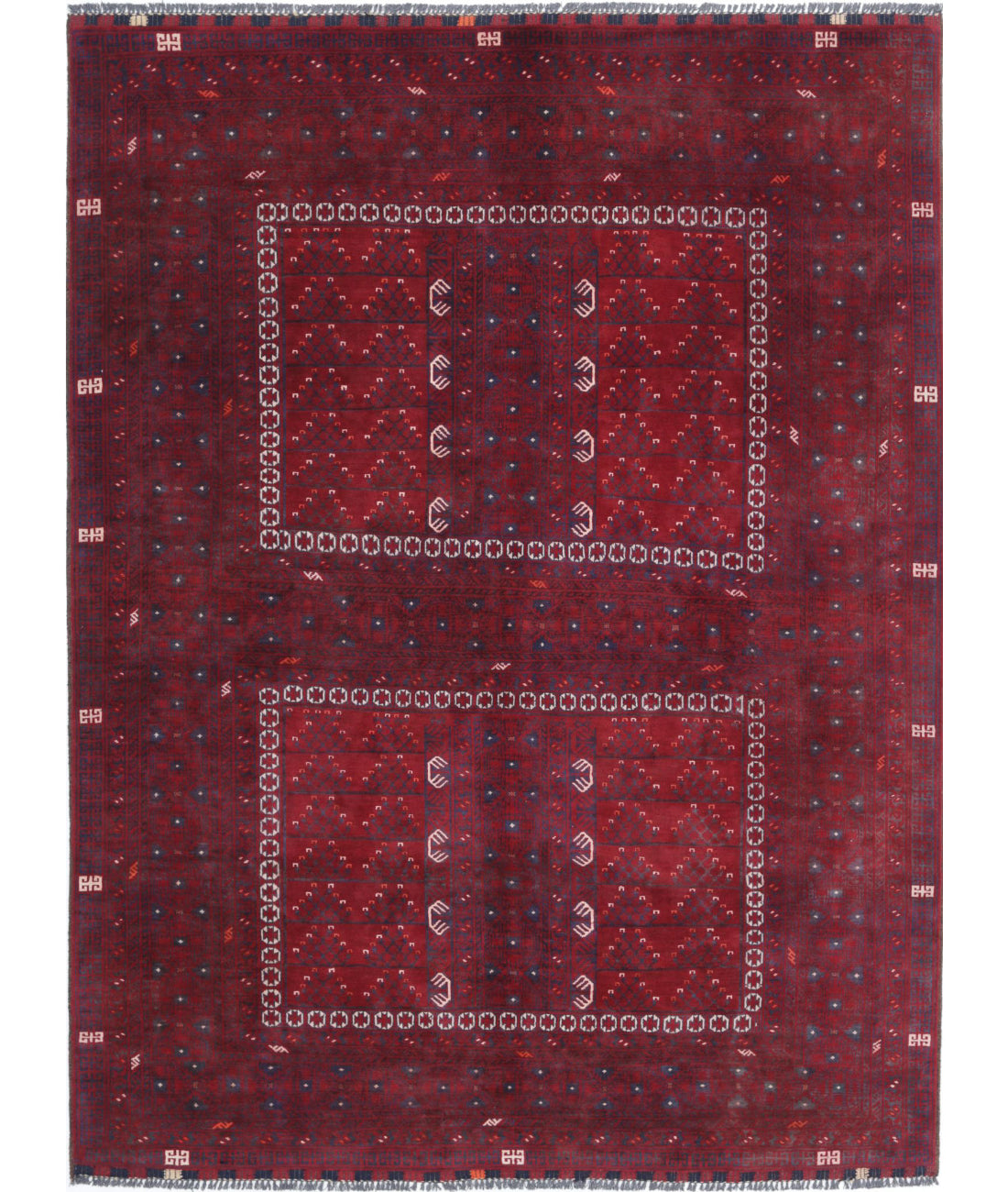 Afghan 5'7'' X 7'5'' Hand-Knotted Wool Rug 5'7'' x 7'5'' (168 X 223) / Red / N/A