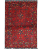 Afghan 3'2'' X 4'1'' Hand-Knotted Wool Rug 3'2'' x 4'1'' (95 X 123) / Red / N/A