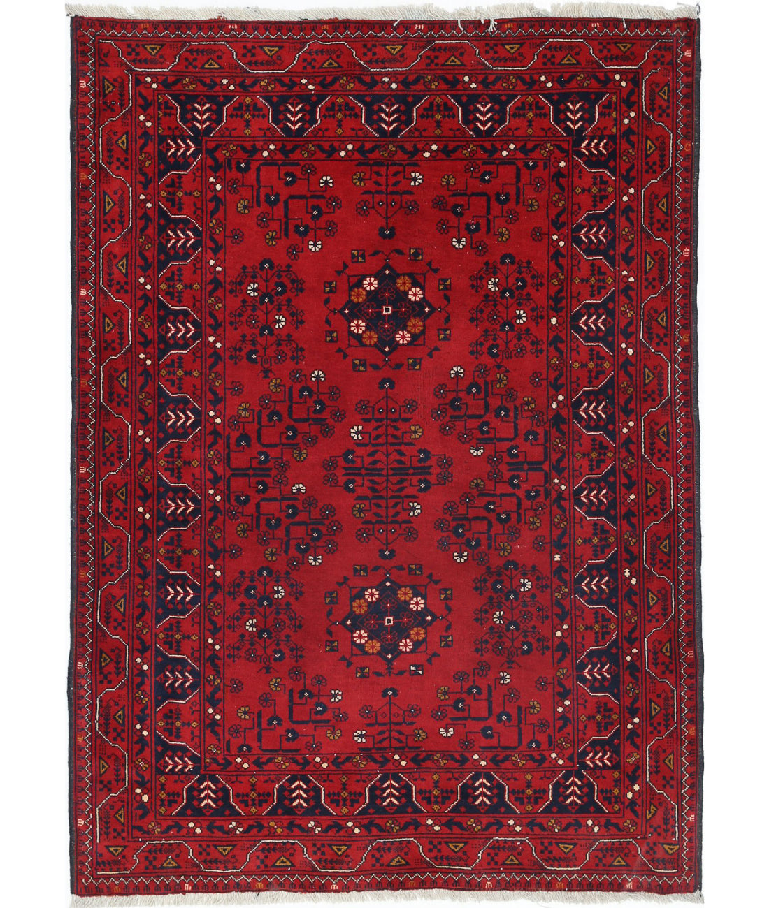 Afghan 3'3'' X 4'9'' Hand-Knotted Wool Rug 3'3'' x 4'9'' (98 X 143) / Red / N/A