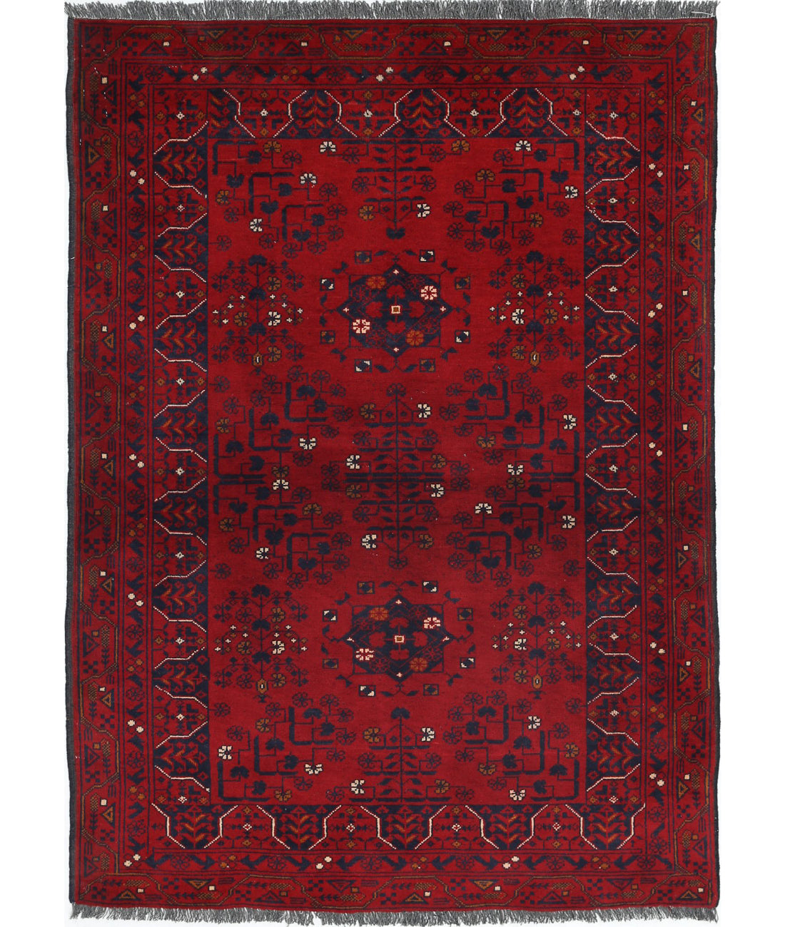 Afghan 3'3'' X 4'9'' Hand-Knotted Wool Rug 3'3'' x 4'9'' (98 X 143) / Red / N/A