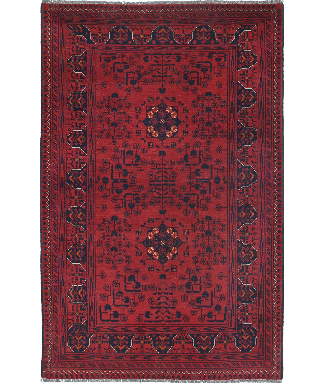 Afghan 3'2'' X 5'1'' Hand-Knotted Wool Rug 3'2'' x 5'1'' (95 X 153) / Red / N/A