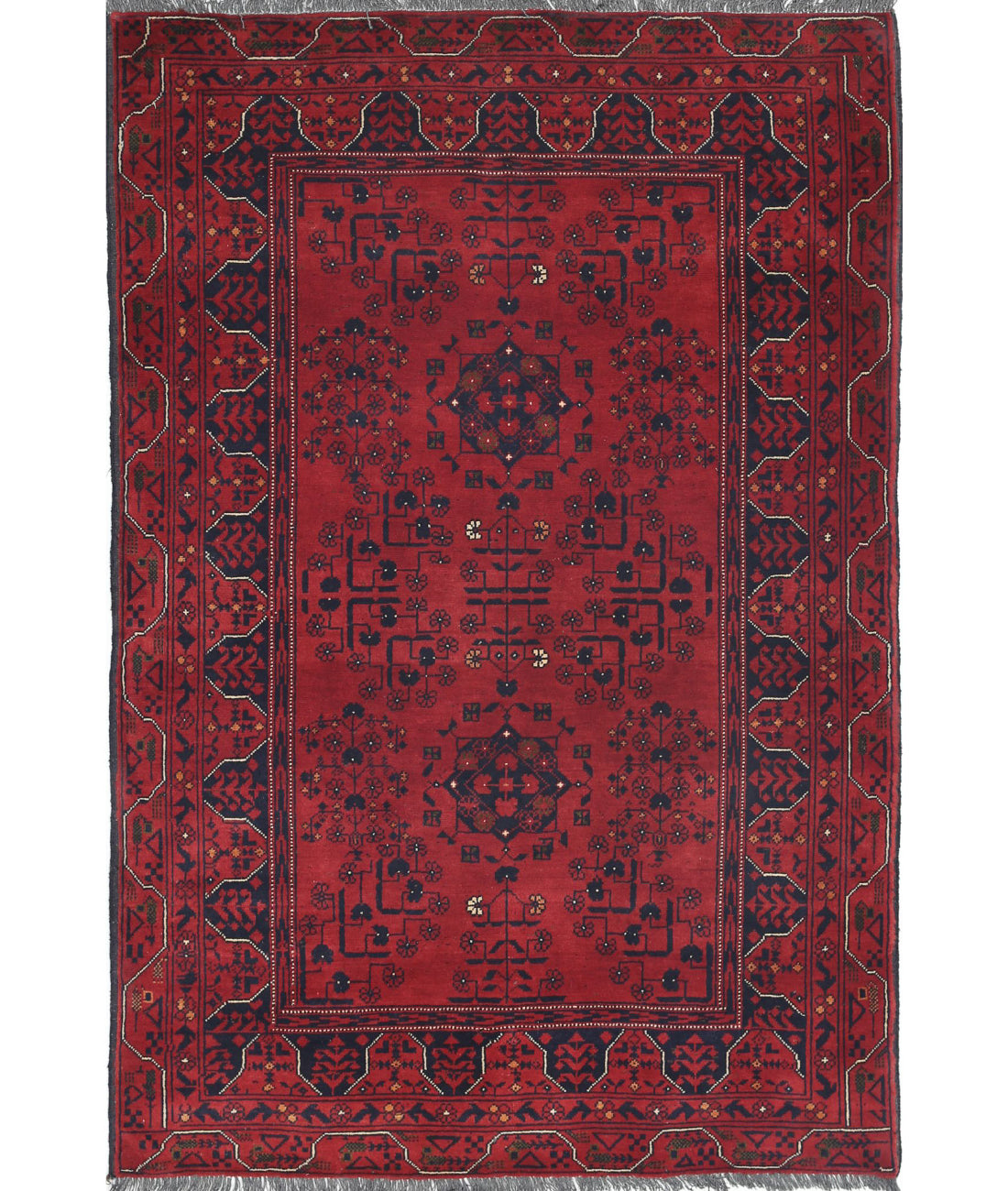 Afghan 3'3'' X 4'11'' Hand-Knotted Wool Rug 3'3'' x 4'11'' (98 X 148) / Red / N/A