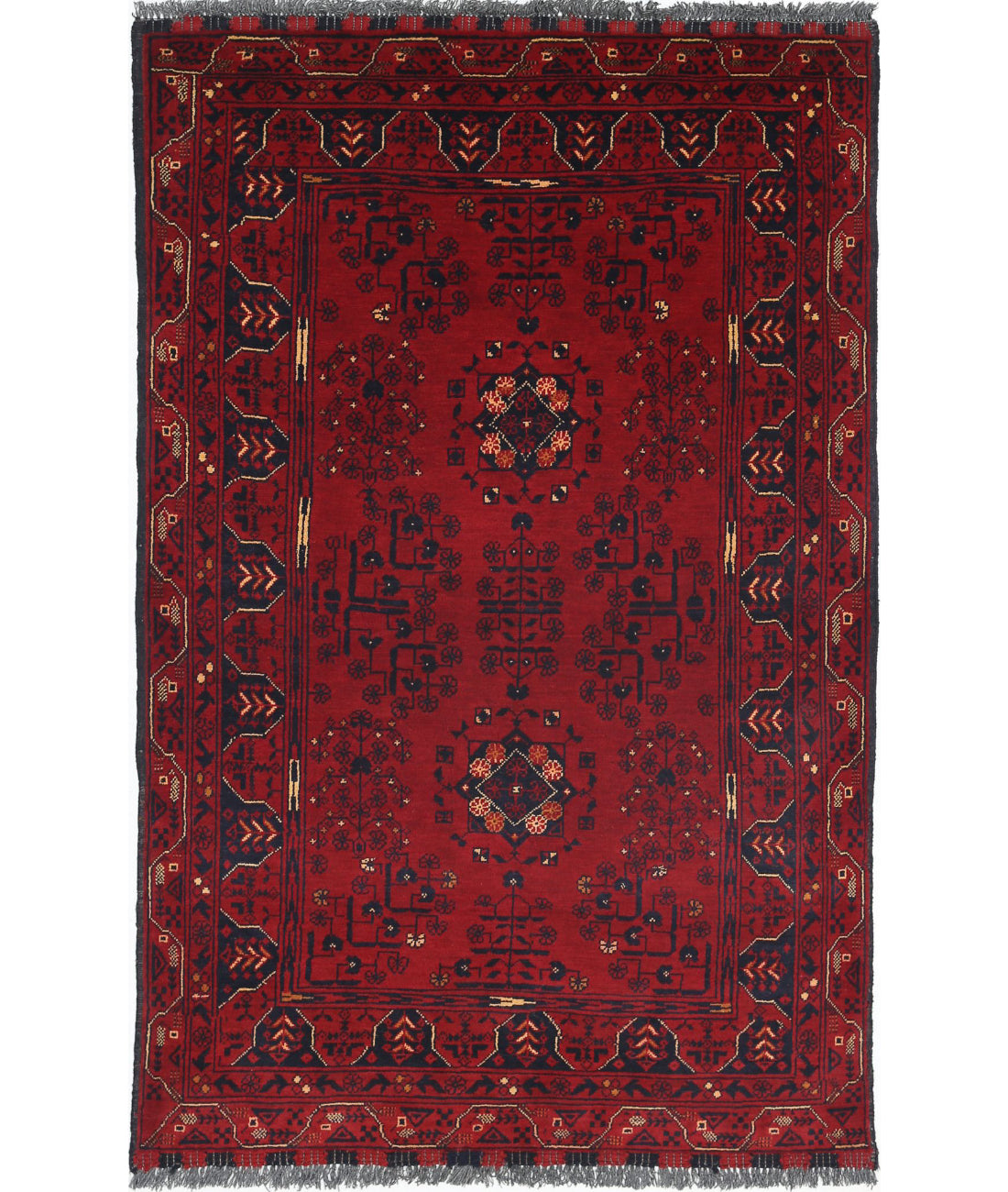 Afghan 3'3'' X 5'0'' Hand-Knotted Wool Rug 3'3'' x 5'0'' (98 X 150) / Red / N/A