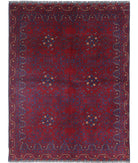 Afghan 4'10'' X 6'4'' Hand-Knotted Wool Rug 4'10'' x 6'4'' (145 X 190) / Red / N/A