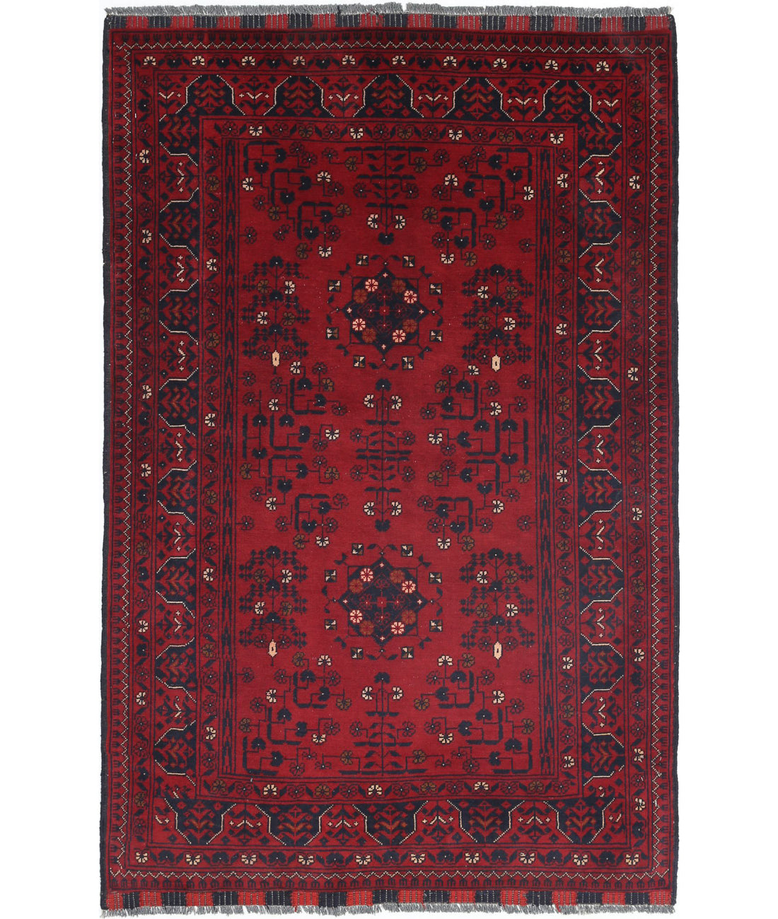 Afghan 3'2'' X 5'0'' Hand-Knotted Wool Rug 3'2'' x 5'0'' (95 X 150) / Red / N/A