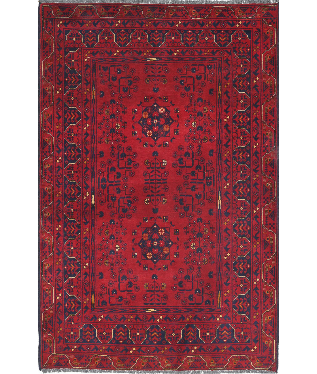 Afghan 3'3'' X 5'2'' Hand-Knotted Wool Rug 3'3'' x 5'2'' (98 X 155) / Red / N/A