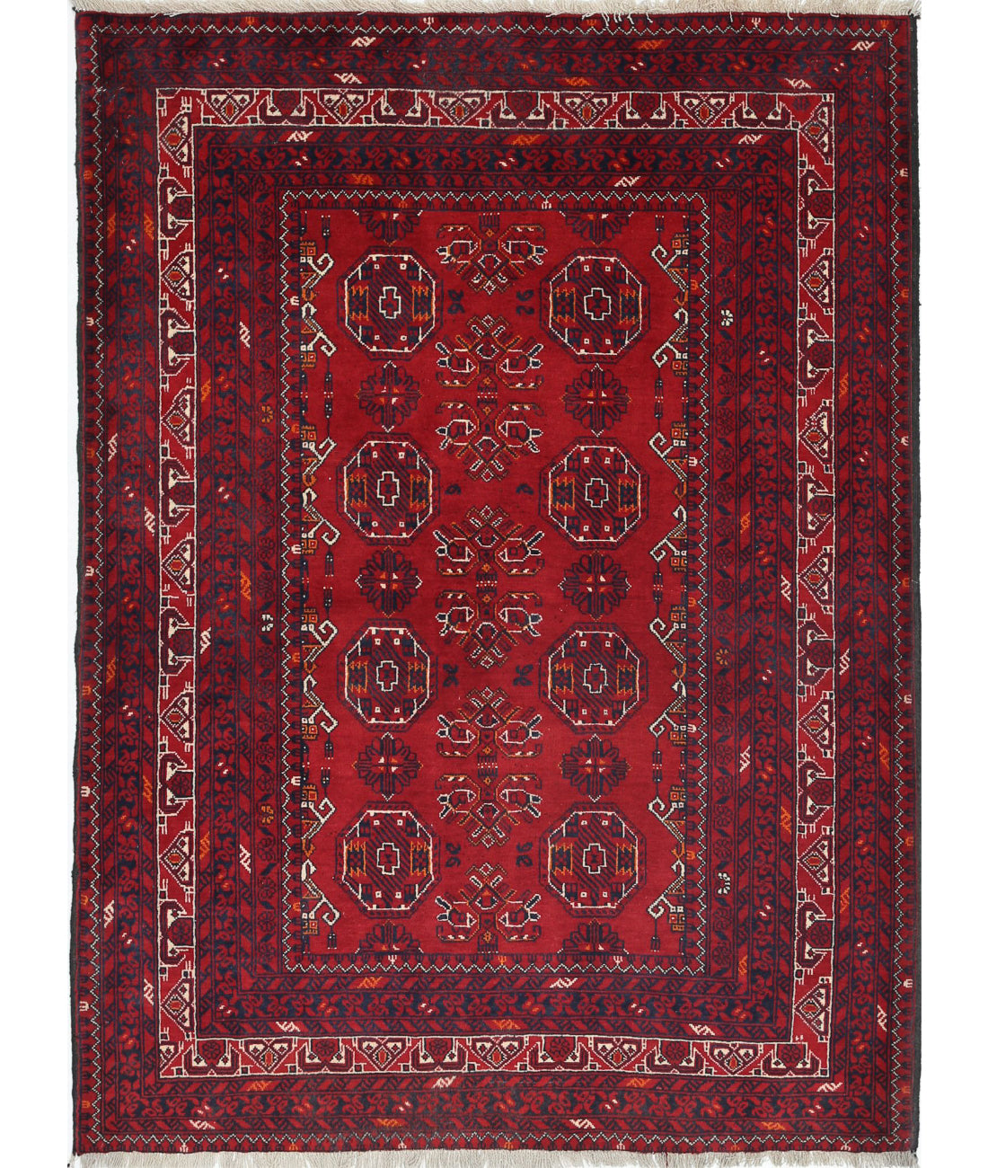 Afghan 3'5'' X 4'8'' Hand-Knotted Wool Rug 3'5'' x 4'8'' (103 X 140) / Red / N/A