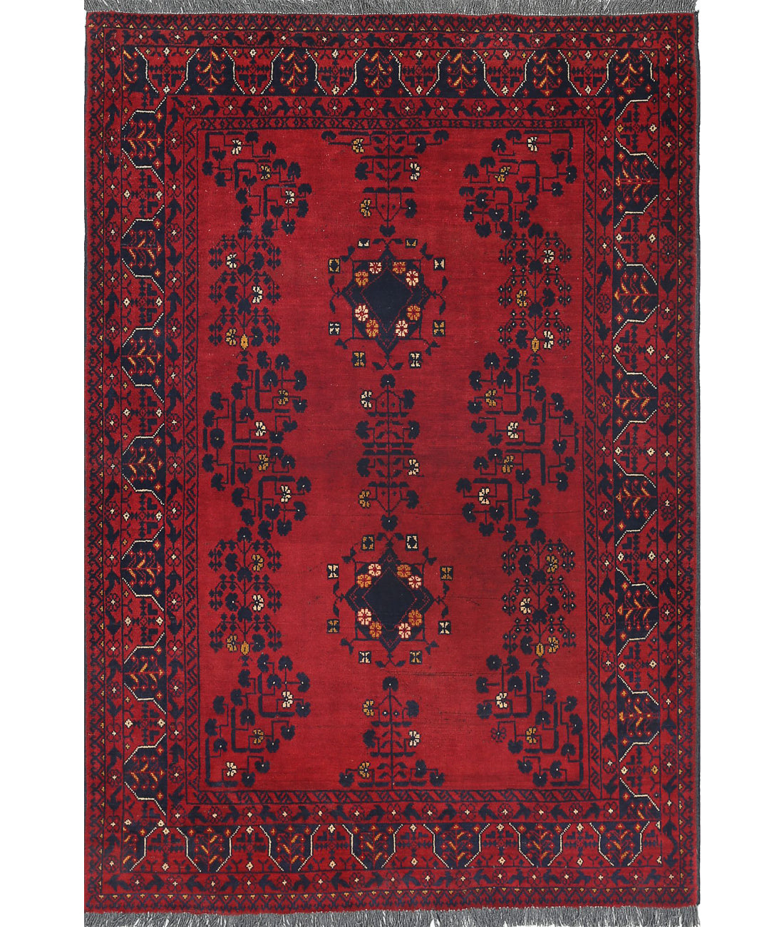 Afghan 3'4'' X 4'10'' Hand-Knotted Wool Rug 3'4'' x 4'10'' (100 X 145) / Red / N/A