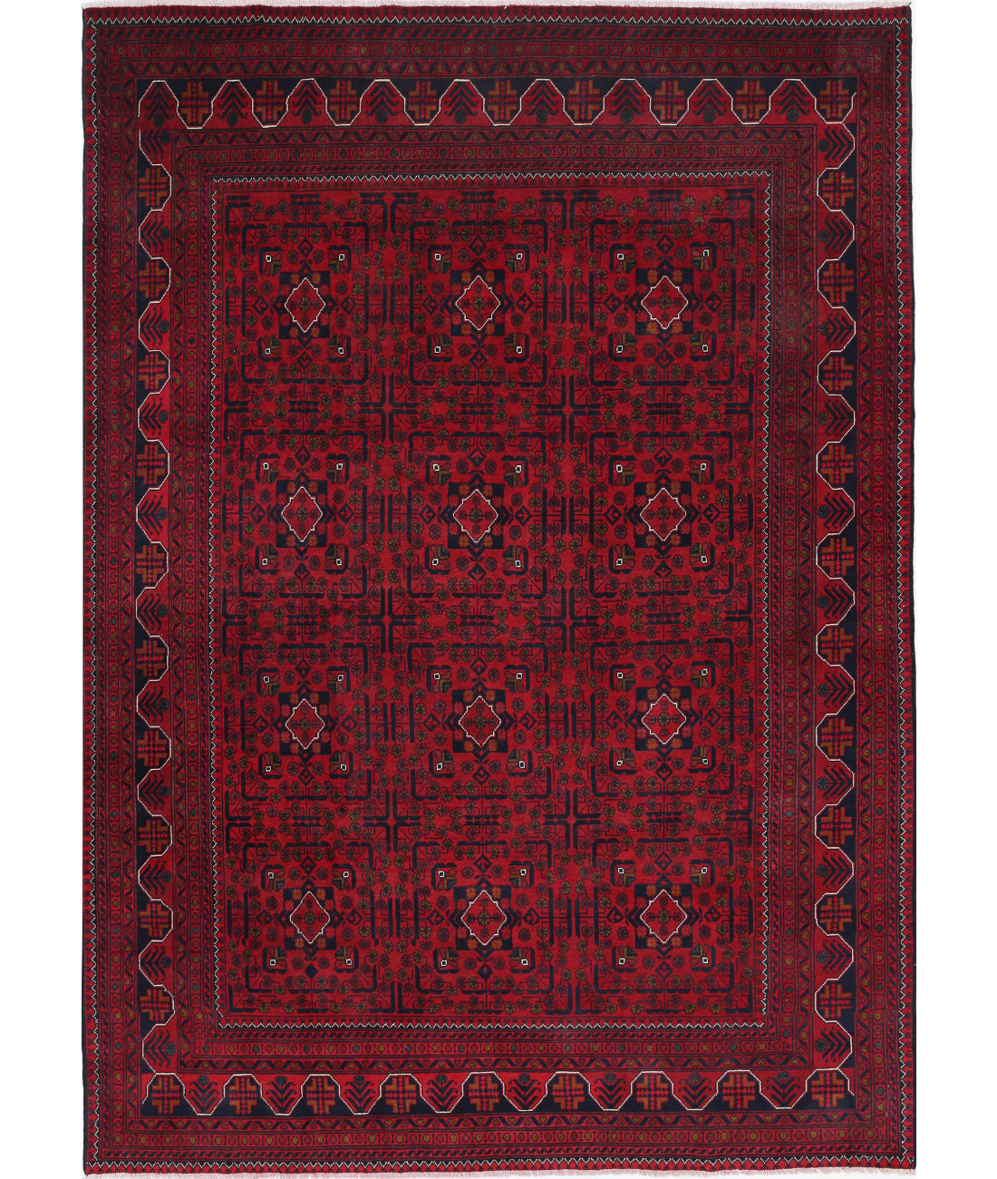 Afghan 6'6'' X 9'1'' Hand-Knotted Wool Rug 6'6'' x 9'1'' (195 X 273) / Red / N/A