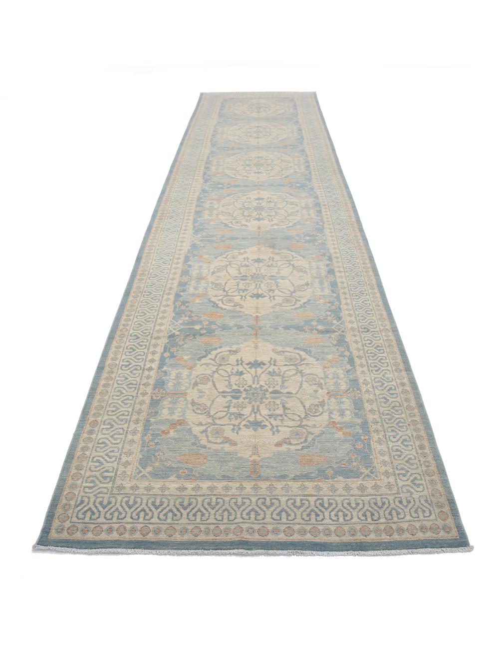 Ariana 3' 11" X 15' 9" Hand-Knotted Wool Rug 3' 11" X 15' 9" (119 X 480) / Blue / Beige