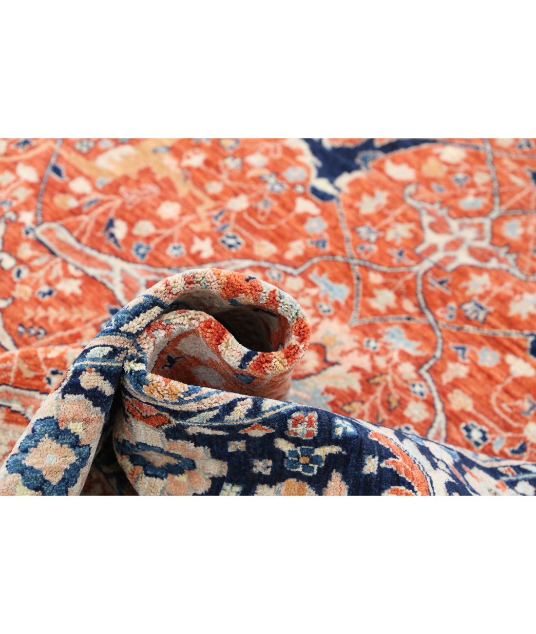 Ariana 6'0'' X 9'1'' Hand-Knotted Wool Rug 6'0'' x 9'1'' (180 X 273) / Rust / Blue