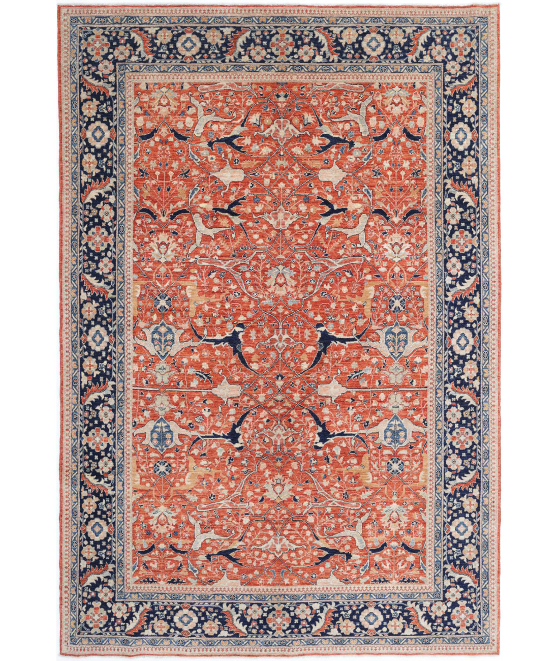 Ariana 6'0'' X 9'1'' Hand-Knotted Wool Rug 6'0'' x 9'1'' (180 X 273) / Rust / Blue