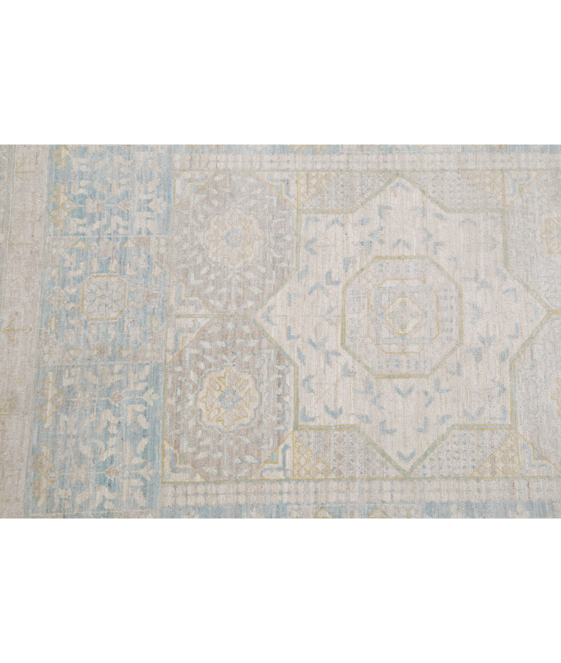 Mamluk 12'8'' X 17'1'' Hand-Knotted Wool Rug 12'8'' x 17'1'' (380 X 513) / Blue / Ivory