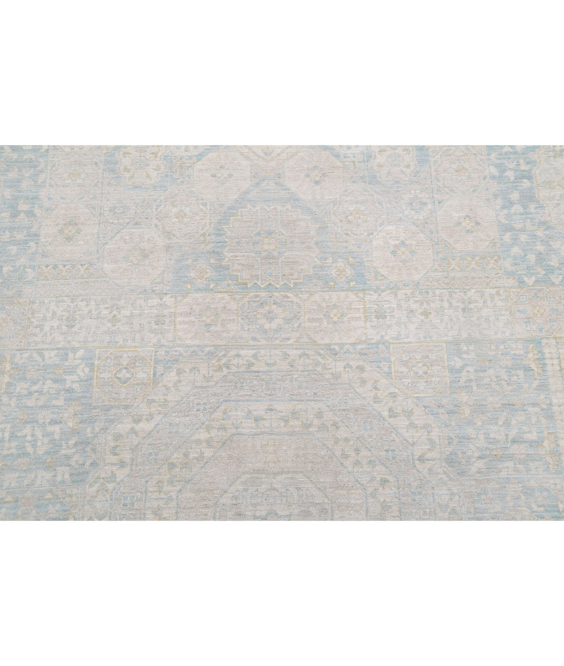 Mamluk 12'8'' X 17'1'' Hand-Knotted Wool Rug 12'8'' x 17'1'' (380 X 513) / Blue / Ivory